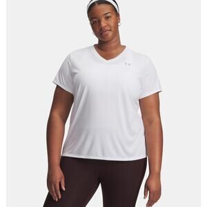 NWT Under Armour Women's UA Tech V-Neck Short Sleeve in White size 2X